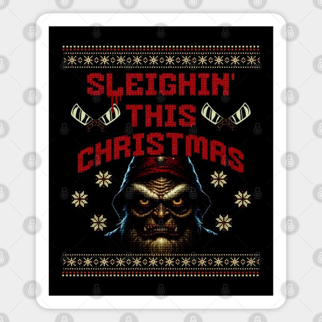 Sleighin' Christmas Horror Pun Magnet by HolidayBug